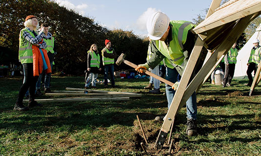 1:1 Making - Eden Fire Pit Shelter designed and built by 1st year architecture students - ( click to enlarge » )